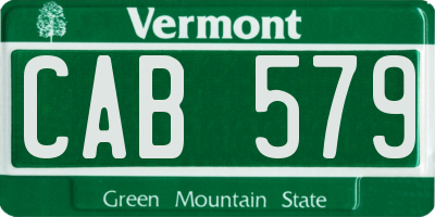 VT license plate CAB579
