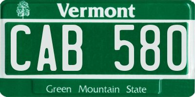 VT license plate CAB580