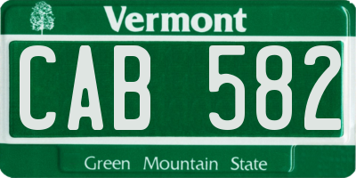 VT license plate CAB582