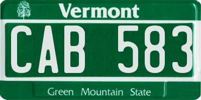 VT license plate CAB583