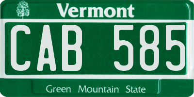 VT license plate CAB585