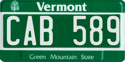 VT license plate CAB589