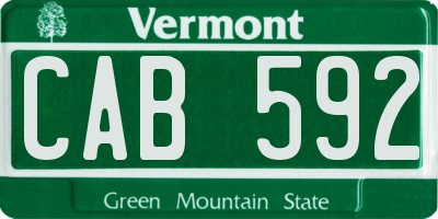 VT license plate CAB592