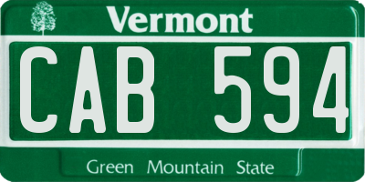 VT license plate CAB594