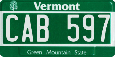 VT license plate CAB597