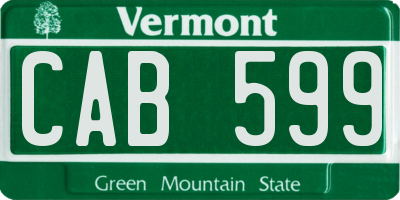 VT license plate CAB599