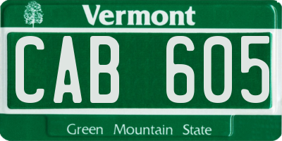VT license plate CAB605