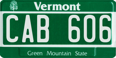VT license plate CAB606
