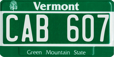 VT license plate CAB607
