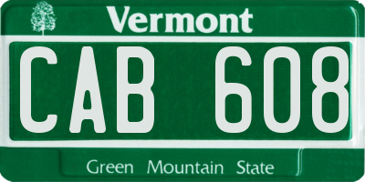 VT license plate CAB608