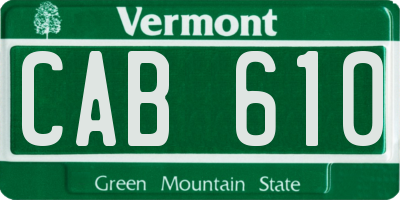VT license plate CAB610