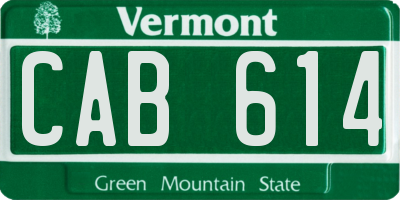 VT license plate CAB614