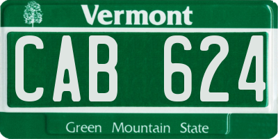 VT license plate CAB624