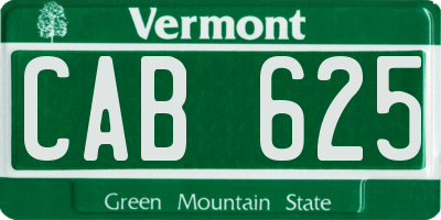 VT license plate CAB625