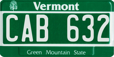 VT license plate CAB632
