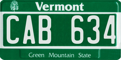 VT license plate CAB634