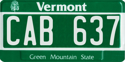 VT license plate CAB637