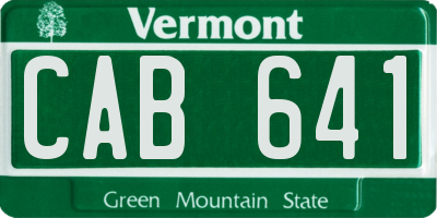VT license plate CAB641