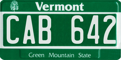 VT license plate CAB642