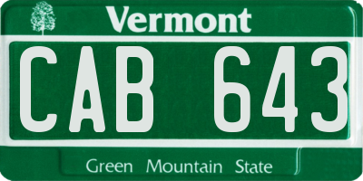 VT license plate CAB643