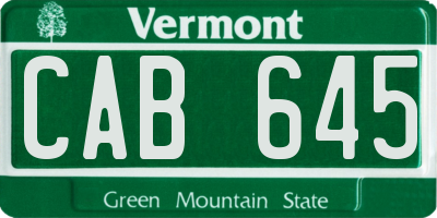 VT license plate CAB645