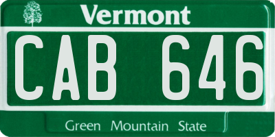 VT license plate CAB646