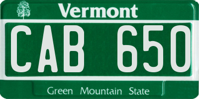 VT license plate CAB650