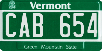 VT license plate CAB654