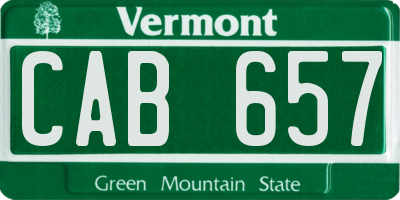 VT license plate CAB657