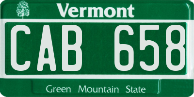 VT license plate CAB658