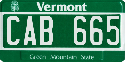 VT license plate CAB665