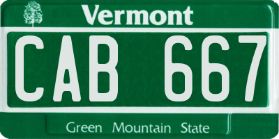 VT license plate CAB667