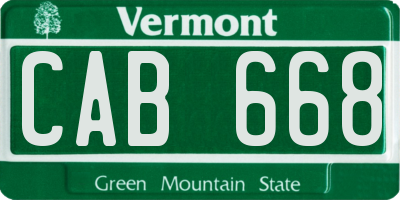 VT license plate CAB668