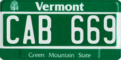 VT license plate CAB669