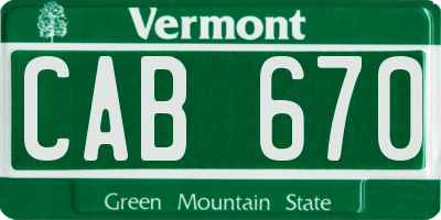 VT license plate CAB670
