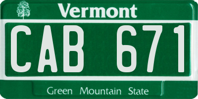 VT license plate CAB671