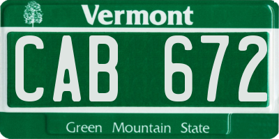 VT license plate CAB672