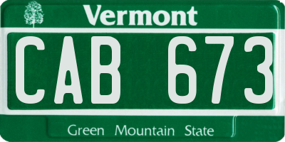 VT license plate CAB673