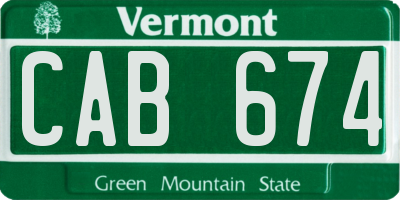 VT license plate CAB674