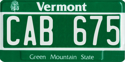 VT license plate CAB675