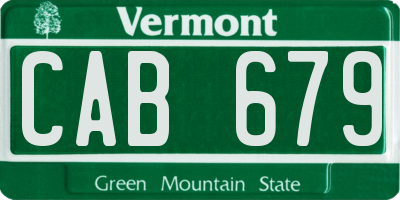 VT license plate CAB679