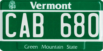VT license plate CAB680