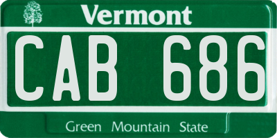 VT license plate CAB686
