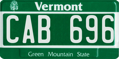 VT license plate CAB696