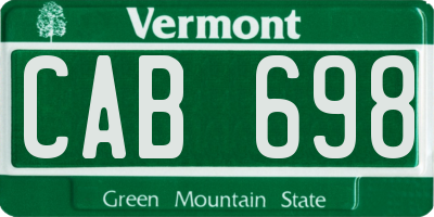 VT license plate CAB698