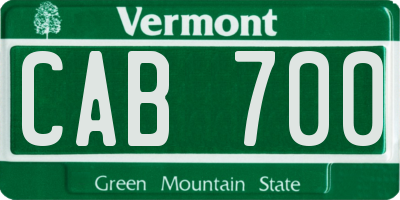 VT license plate CAB700