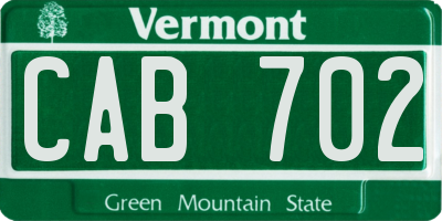 VT license plate CAB702