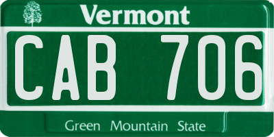 VT license plate CAB706