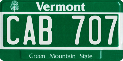 VT license plate CAB707