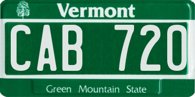 VT license plate CAB720